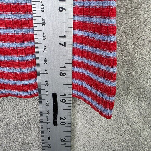 Womens Copper Key Red Gray Striped Top Short Sleeve Square Neck Acrylic Blend S - Picture 6 of 7